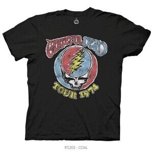 Grateful Dead concert band tee Tshirt Black Ripple Junction tour 74 Unisex Large